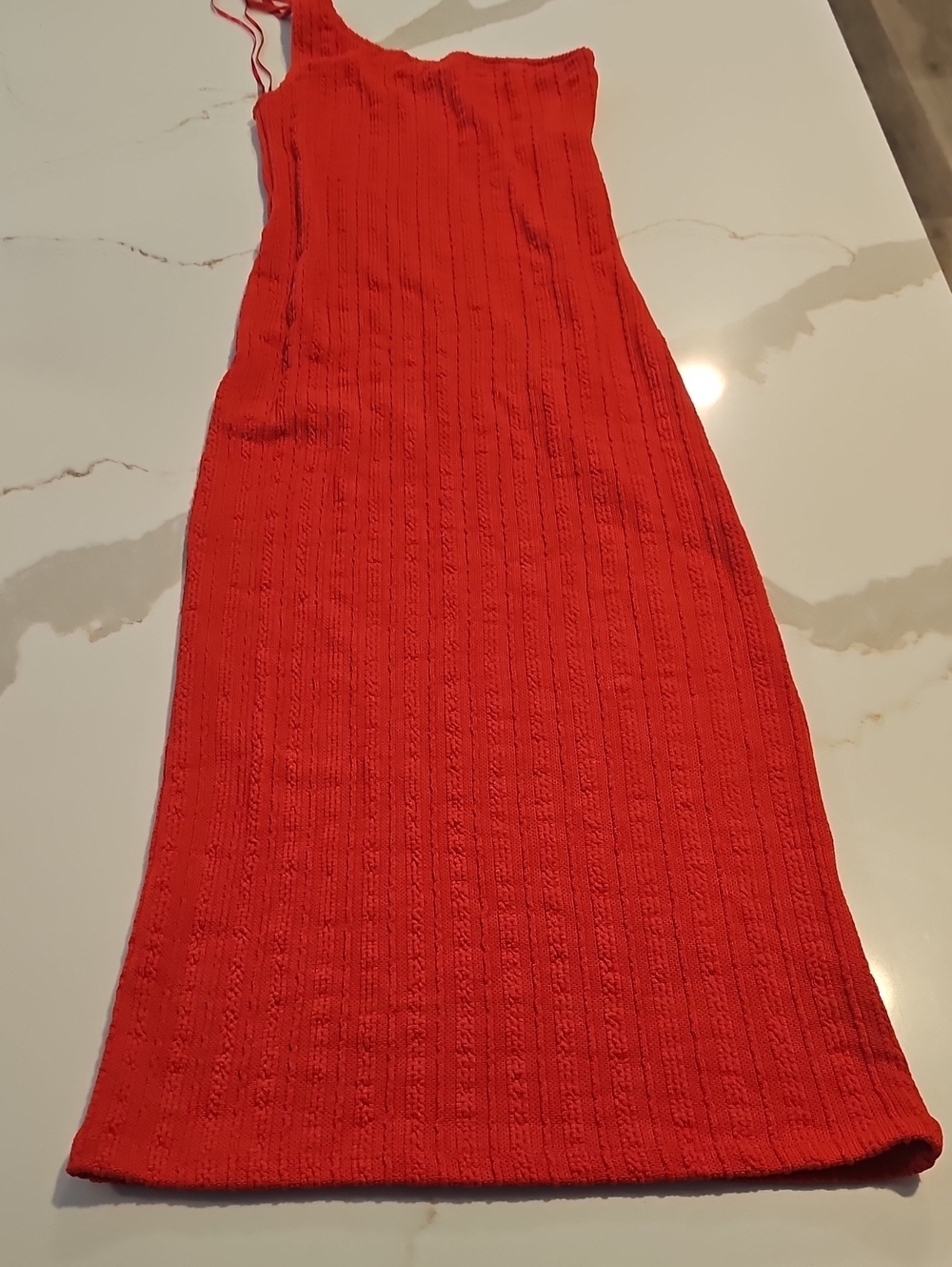 Zara Red Ribbed Maxi Dress